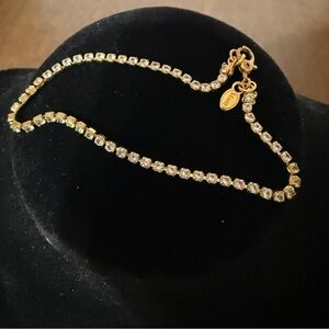 Vintage Monet Gold Tone Single Strand Rhinestone Tennis Bracelet 7" Clasp